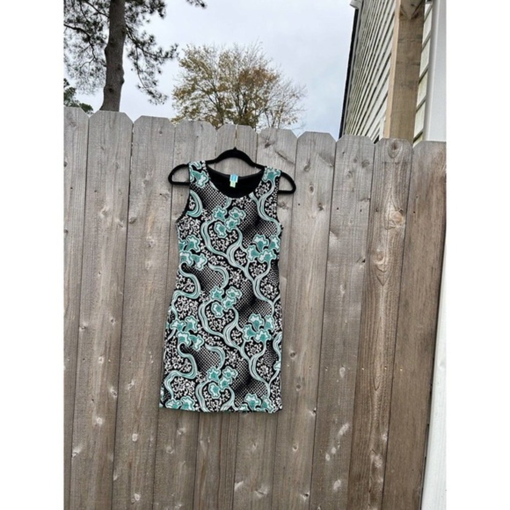 Express Design Studio Dress Size Medium Black Blue‎ Floral Date Cottage Spring